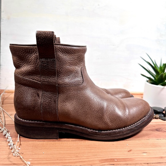 Brunello Cucinelli Leather Ankle Boots Booties Size 39 - Picture 2 of 10